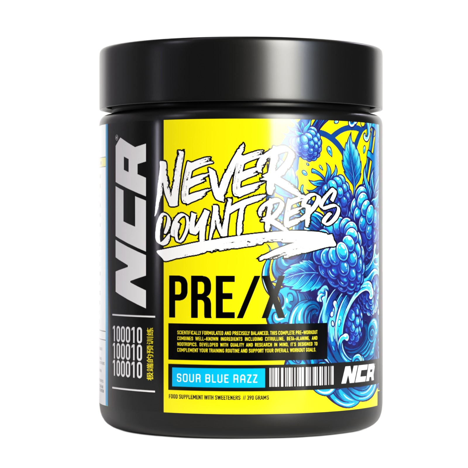 NCR Pre-Workout Sour Blue Razz Tub | Energy, Focus & Support